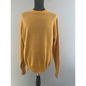Vintage Boston Traders Cotton Thick Knit Sweater Yellow Crew Neck Size XL SG